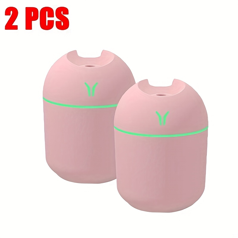 

2pcs Pink Humidifiers And Diffusers Have A Cool Mist And Night Light Function To Keep Fresh And The Plants Healthy