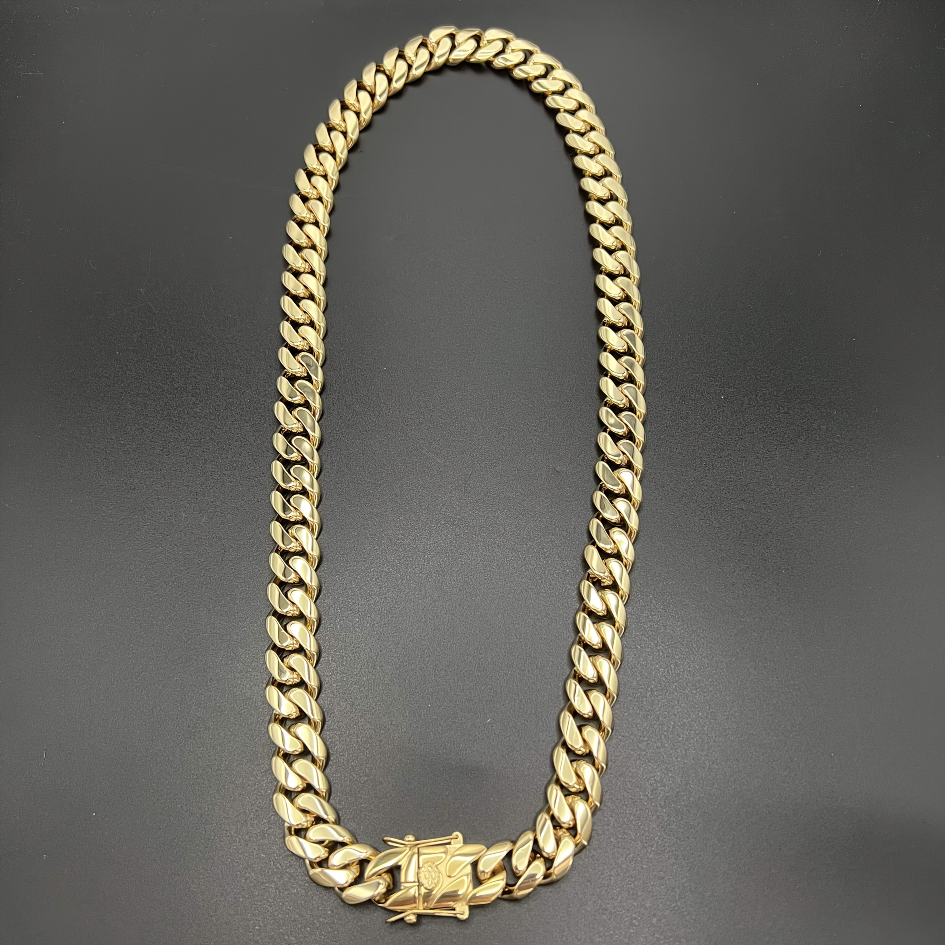 s 14mm heavy cuban chain necklace 18k gold plated plated Temu - Main Image