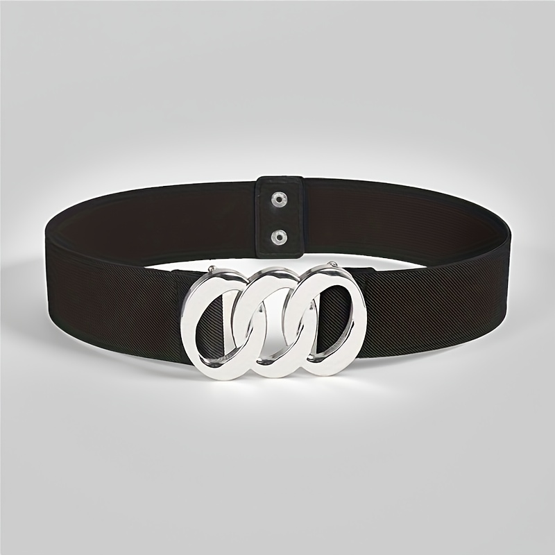 Three-ring Elastic Black Cincher Belt, Dress Top Decorative Belt, Coat Jacket Waist Cinching Belt, Stretchable Elastic Waistband, Retractable Cincher Belt