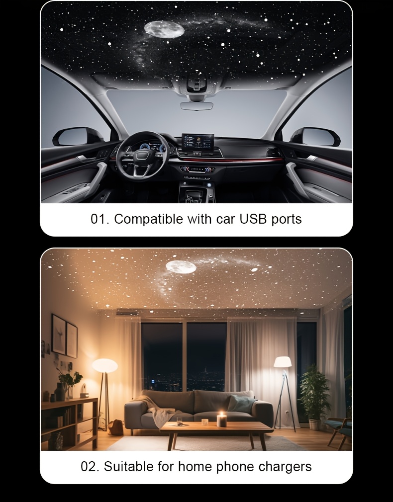 usb starry sky projection wall light with adjustable hose moon and   of stars ambient lamp details 10