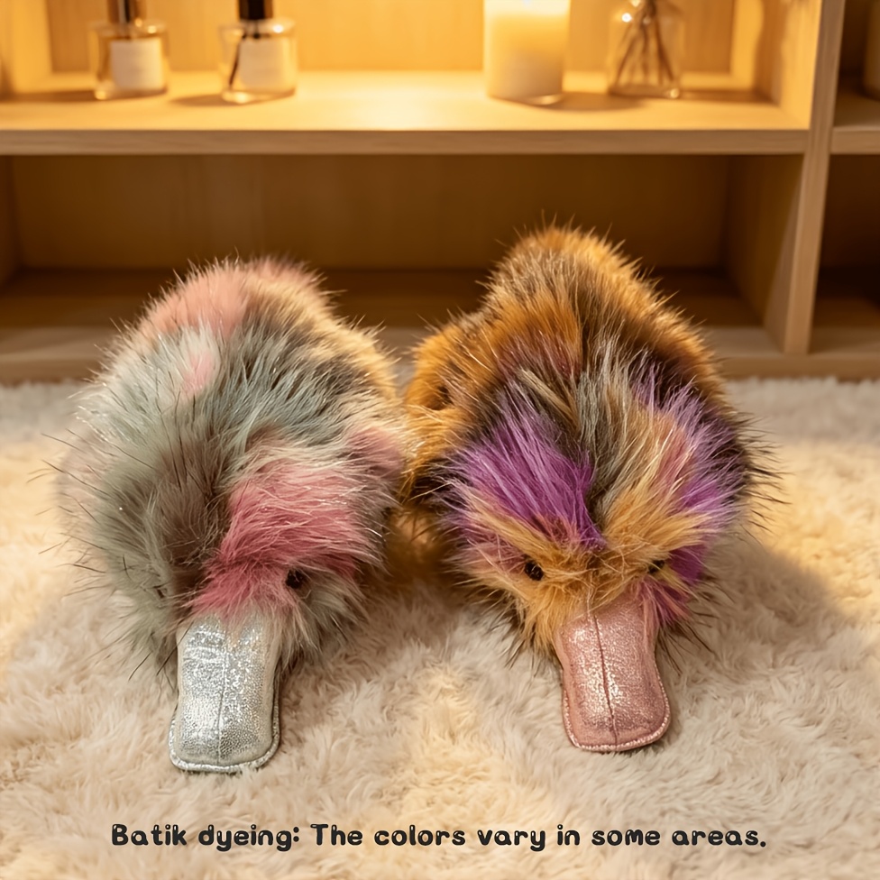 Shaggy Tie-Dye Platypus Plush Stuffed Animal, Cute Doll