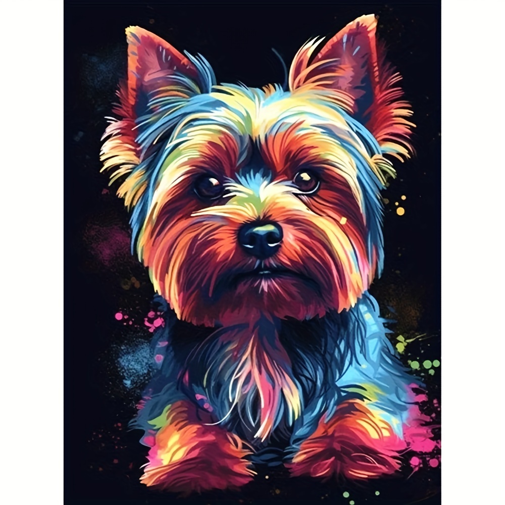 

30*40cm/11.8*15.7in Dog Diy 5d Diamond Painting Full Diamond With Number Kits Home And Kitchen Fashion Mosaic Diamond Painting Canvas Wall Decoration Gift Crafts