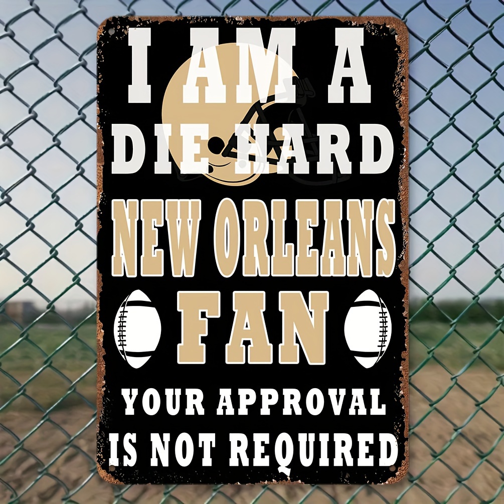 

Room Decor 1pc Vintage New Orleans Fan Iron Sign, 8x12 Inches, Rustic Weatherproof Wall Decor For Home, Bar, Man Cave - Die-hard Plaque, Easy To Hang