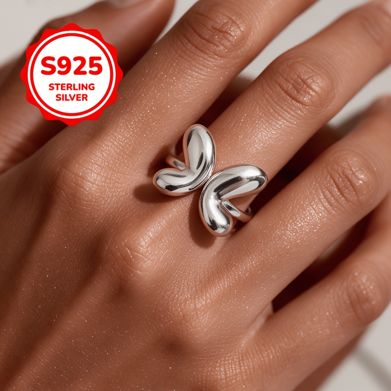 925 Silver Adjustable Butterfly Ring, Personalized Gift for Couples