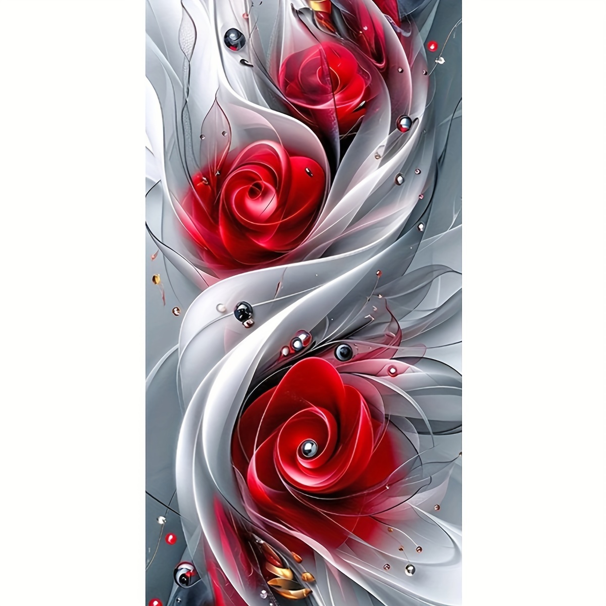 

Large Artistic Floral Pattern Diamond Painting Kit, Diy 5d Mosaic With Full Round Water Drips, Perfect For Home Decor And A High-tech Touch