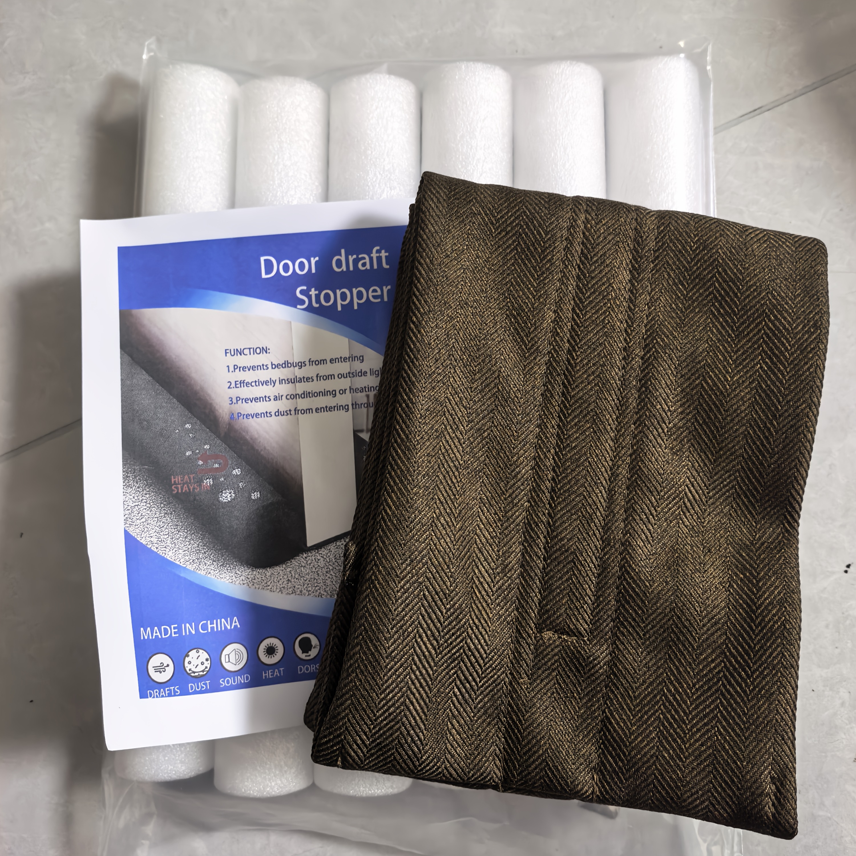 TEMU A Door Draft Stopper With A Dust-proof Design, Featuring A Double-sided Fabric That Provides Warmth And Seals Of The Door; It As A Sound And Is