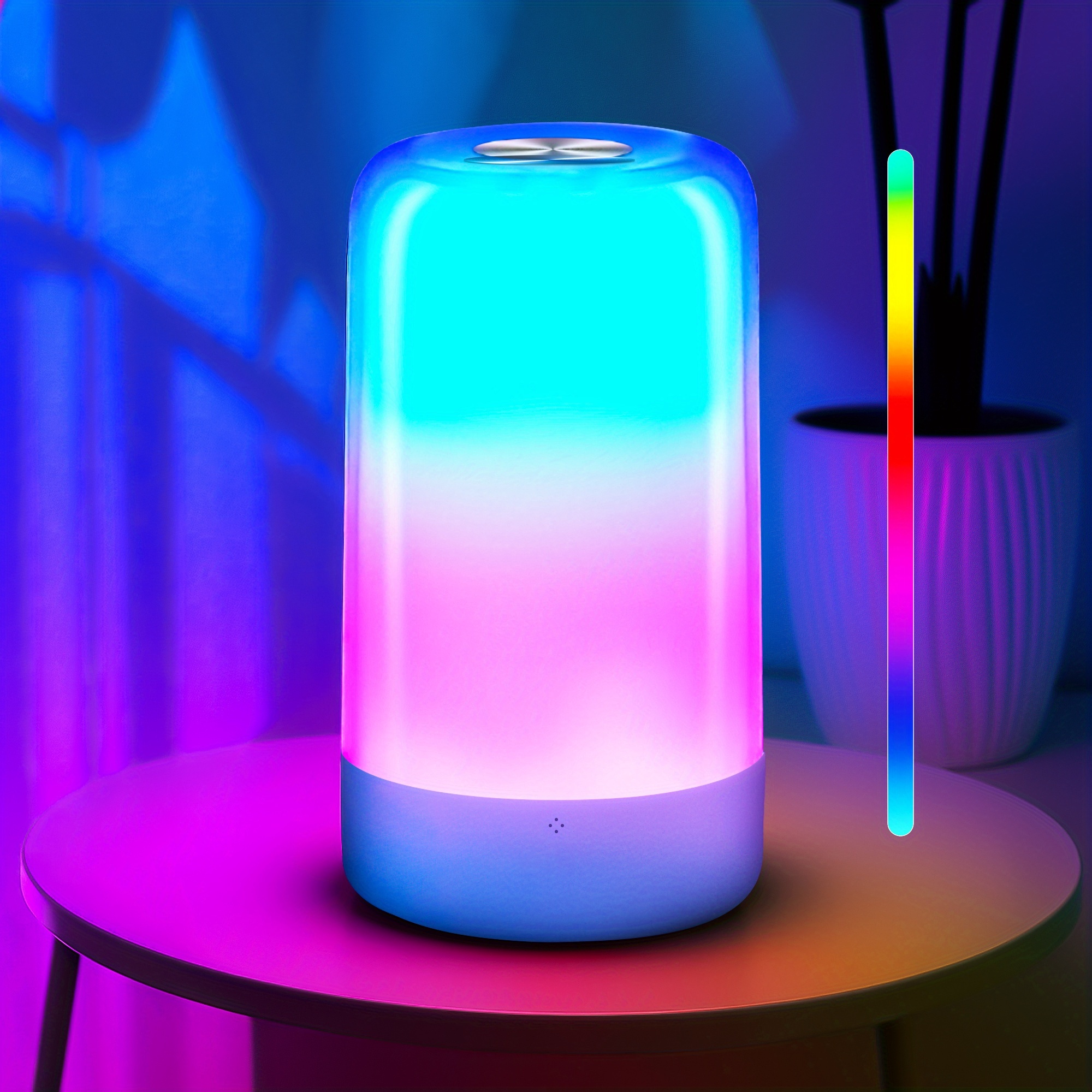 TEMU Touch Bedside Table Lamp, [ & Rgb Mode] 3 Way Dimmable Small Lamp For Bedroom, Led Lamp With Warm White Lights, Smart Nightstand Lamp For For