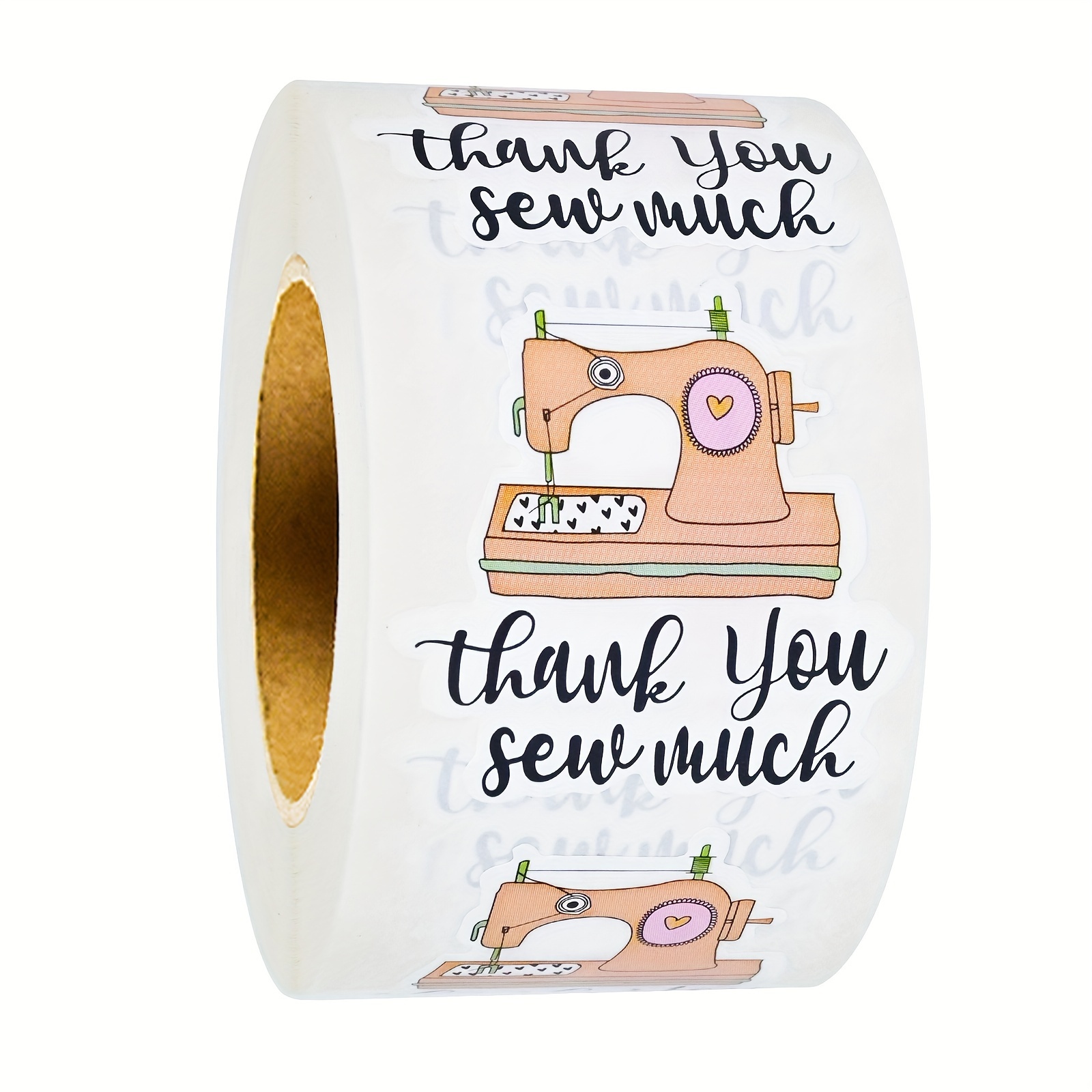 

500pcs Sewing Machine Thank You Stickers - 1.57in X 1.7in Decorative Labels For Crafts, Envelopes, And Gift Bags With "thank You For Sewing With Us" Design, Sewing Supplies Accessories