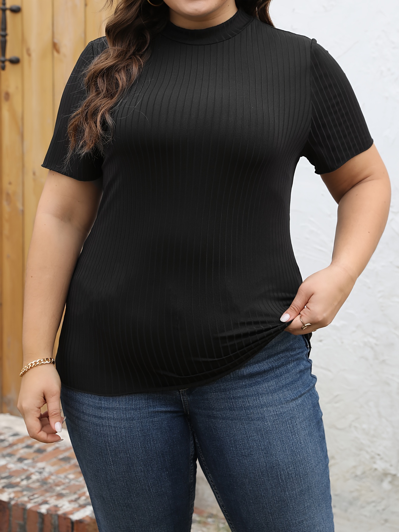 Plus size mock outlet turtleneck short sleeve