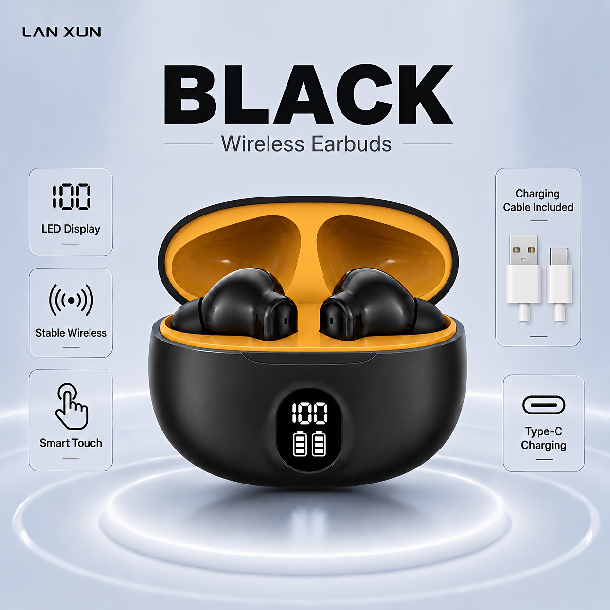 Wireless Earbuds - Earbud Headphones With Led Display, Hd , Sweat-resistant Design For Sports, Music, And Gaming, In-ear Design, , Wireless , And Rapid Usb Charging