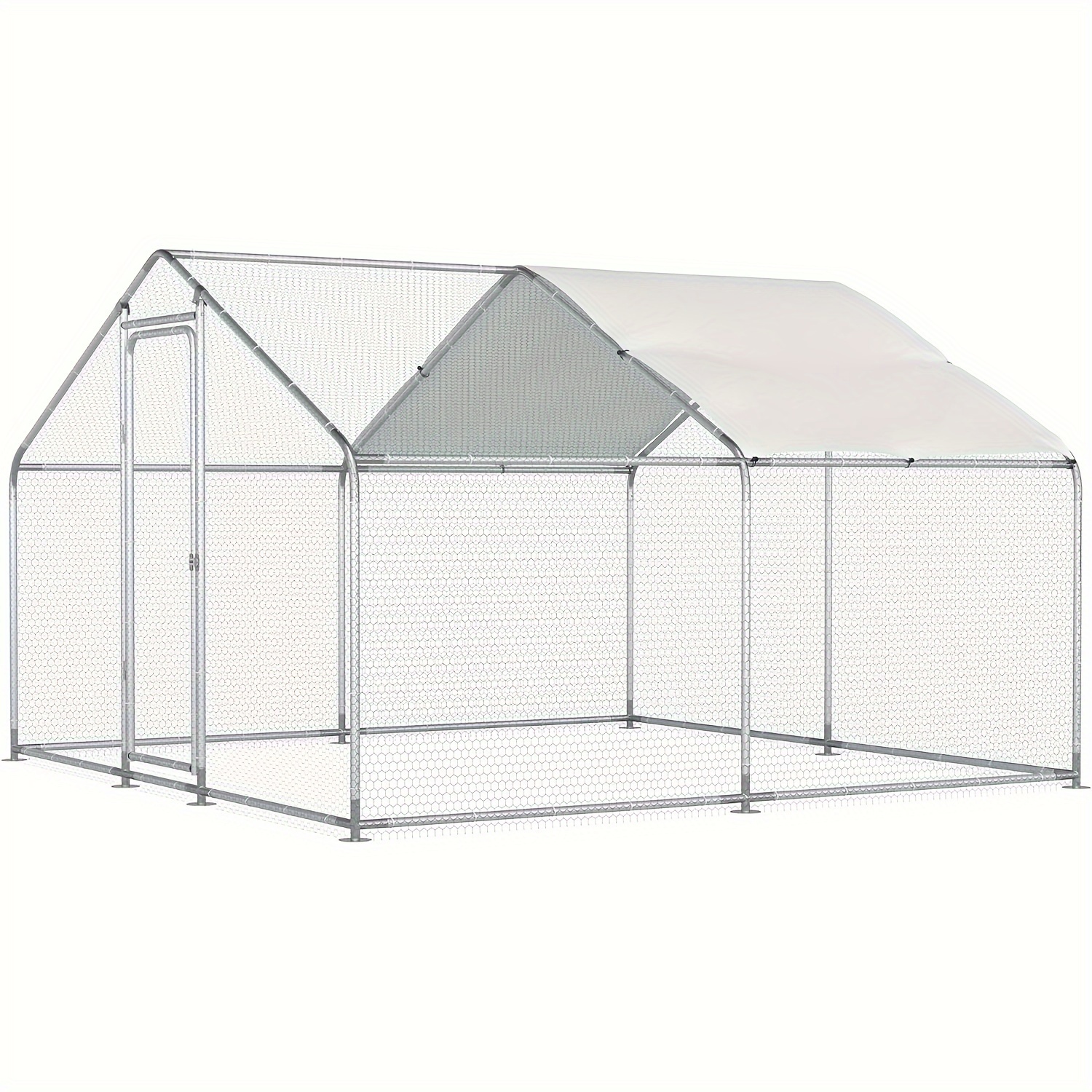 

Large Metal Chicken Coop, 9.84 X 9.84 X 6.46 Ft, Outdoor Poultry Cage With Cover For Chicken, Duck, Rabbit, Weatherproof Steel Pet Enclosure, Farm With Secure Locking System