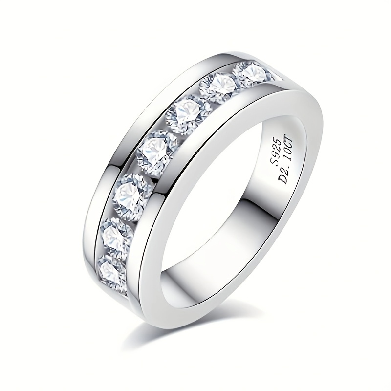 S925 Silver Inlaid 2.1 Carat Moissanite Engagement Ring, Unisex