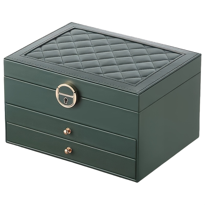 vintage     leather jewelry organizer box with 3 drawers elegant necklace bracelet and ring storage case for women jewelry box jewelry boxes Product details 4