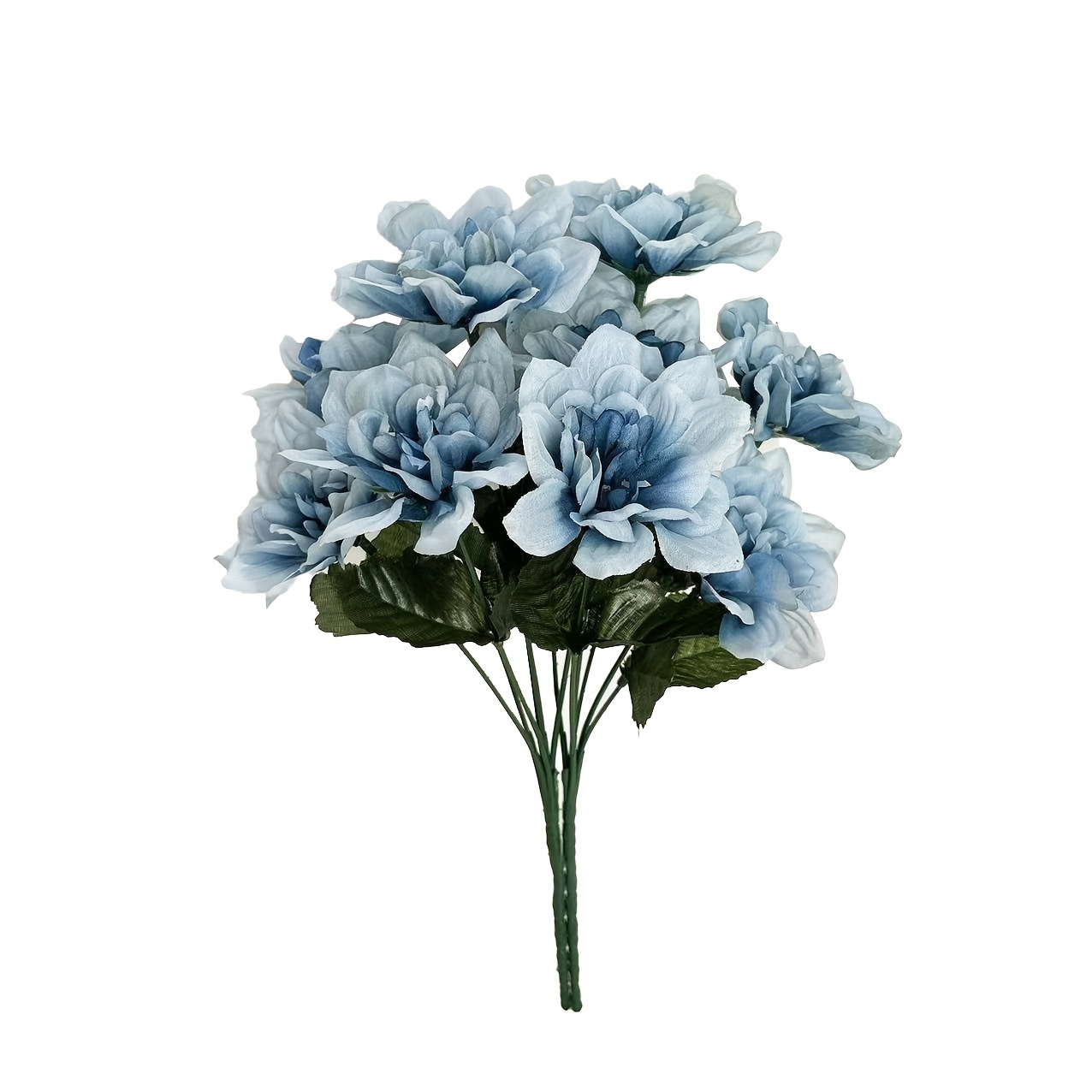 Image of 14 Flower Heads = 2 Bunches Of Small Blue Dahlia-style Peony Artificial Flowers, Suitable For Easter/valentine's Day/ Day Decorations, Home Decor, Low Maintenance Use, Vase Not Included