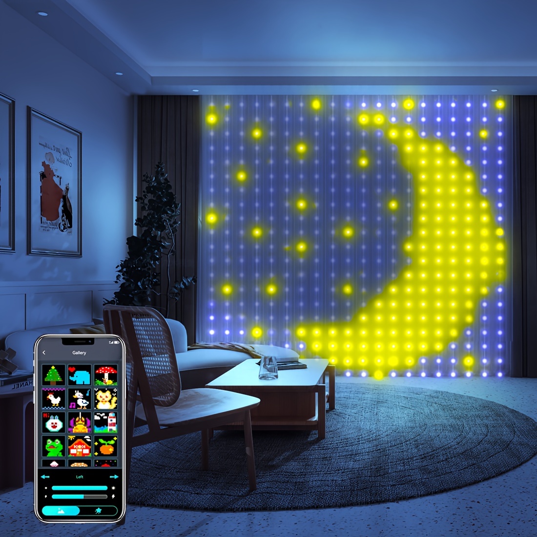 

Smart Curtain Lights, 400 Led Rgb Lights Outdoor App Controlled With Color Changing, Dynamic Diy, Music &voice Sync For Camping, Backyard, Garden, Christmas, Shop