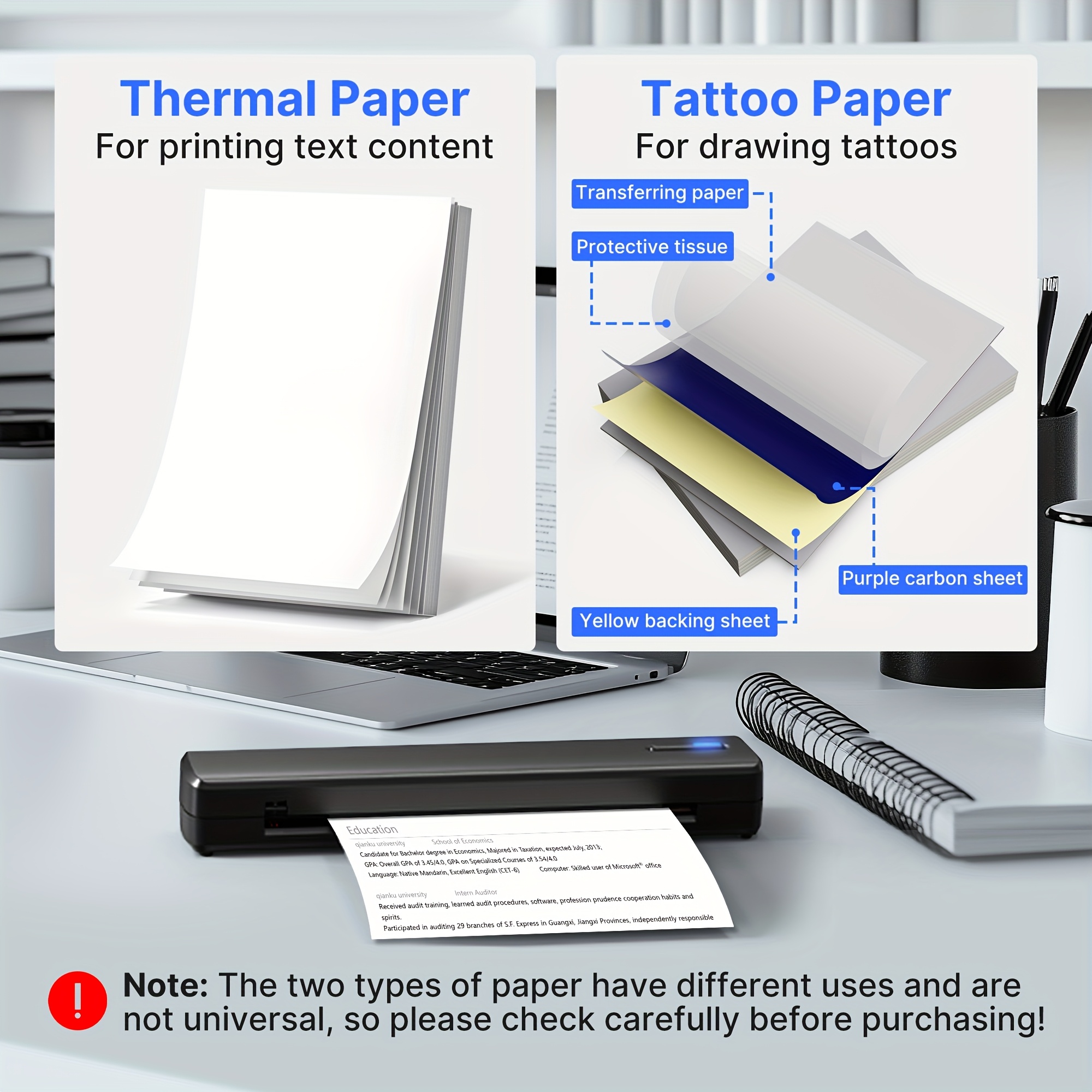 D810B Portable Inkless Thermal Printer - A4 Size, Prints Documents And Labels, Wireless Connection, USB Charging, Perfect For Travel And Office Use, Compatible With IOS And Android, Ideal Gift For Tattoo Artists And Business Professionals