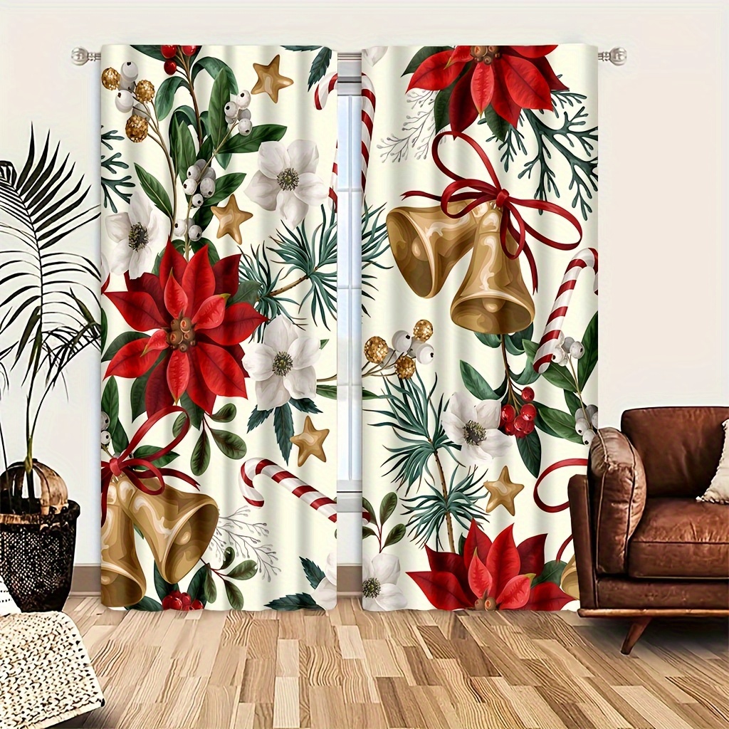 

Christmas Curtains - -, Polyester Drapes For & Bedroom Decor