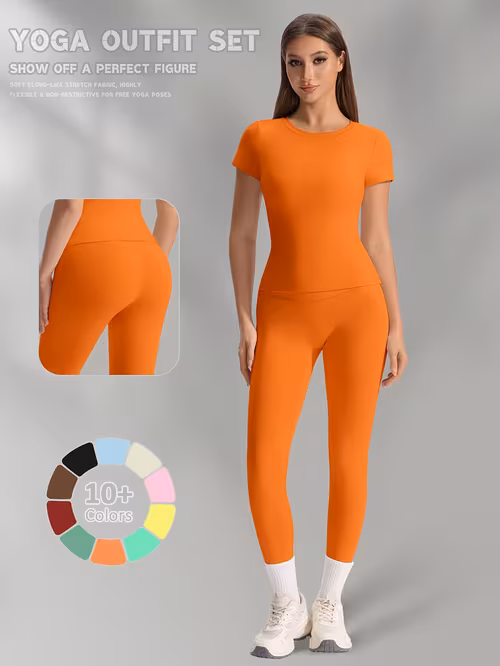 And Figure-flattering, with Tummy Control and Butt-lifting Effects Women's Yoga Outfit Set, High-waisted Sweatpants Set, Shaping 2pcs Workout Set