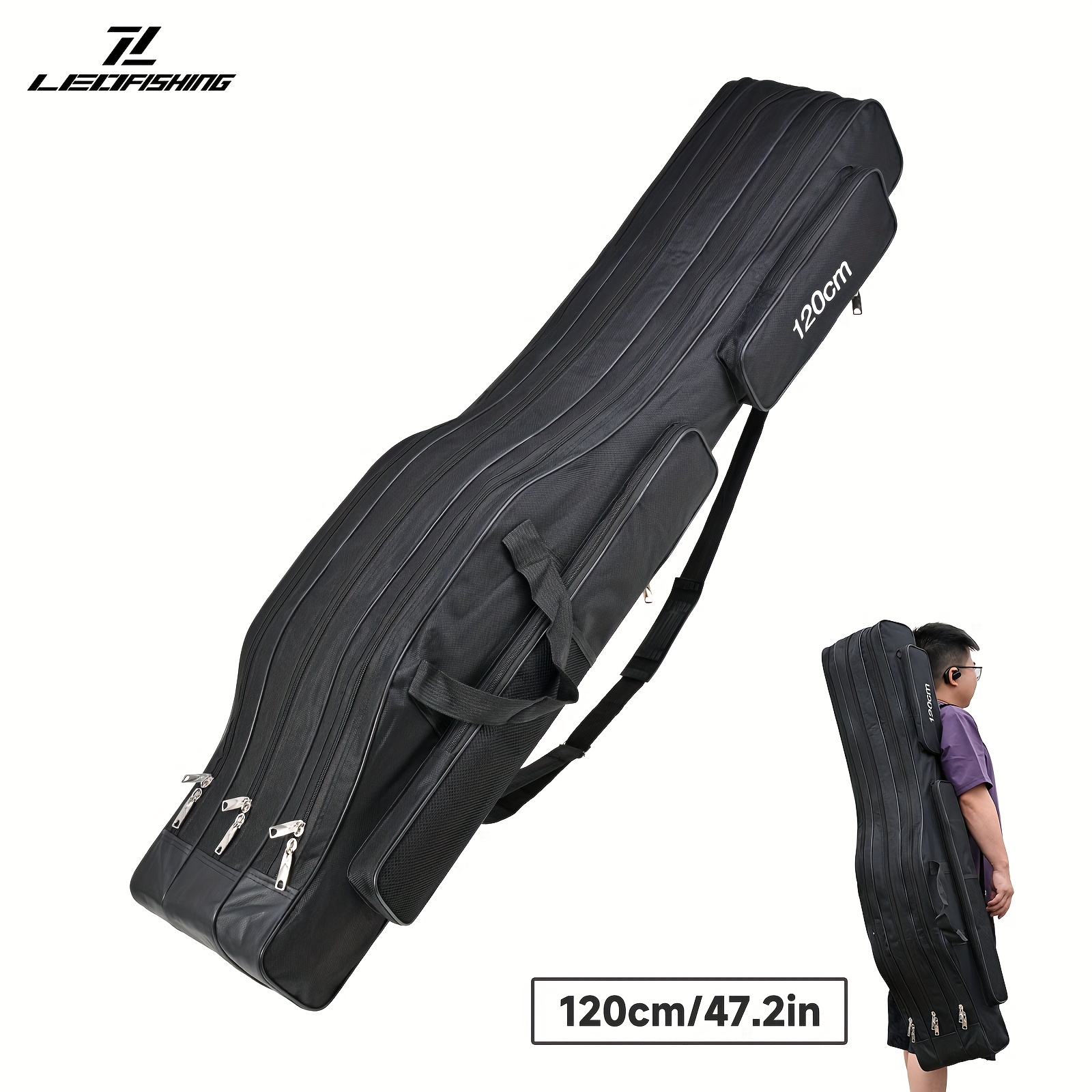 Leofishing 150cm/59.05in 120cm/39.37in Large Capacity Fishing Bag,oxford Cloth Shoulder Fishing Bag For Fishing, Camping, Hiking 2 Size