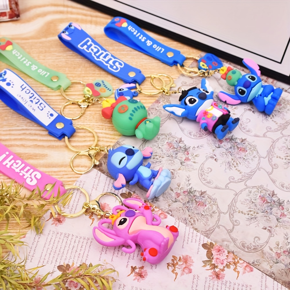 TEMU 5pcs Stitch Keychain Set, Pvc Material, Cartoon Theme, With Decorative Keychains For Women, Ideal Gift For , Stitch Bag Charms