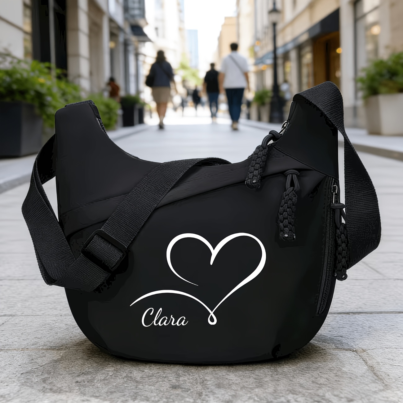 TEMU Sac Bandoulière Femme, Sac Bandoulière Personnalisé avec Imprimé Cœur, Motif Imprimé Tendance, Style Décontracté et Tendance Polyvalent, Sac