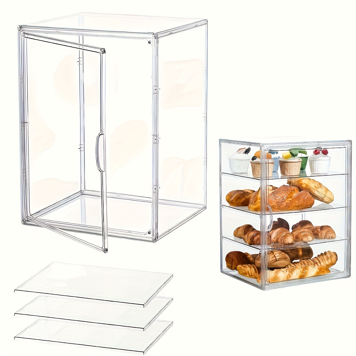 

1pc 4- Clear Display Case - For , Pastries & | Countertop Organizer For ,