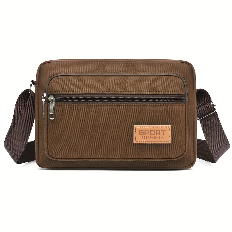 TEMU Men's Crossbody Bag With Extra-long Adjustable Shoulder Strap For , Canvas Material, High-quality Slider, Casual And Versatile Style, In Khaki,