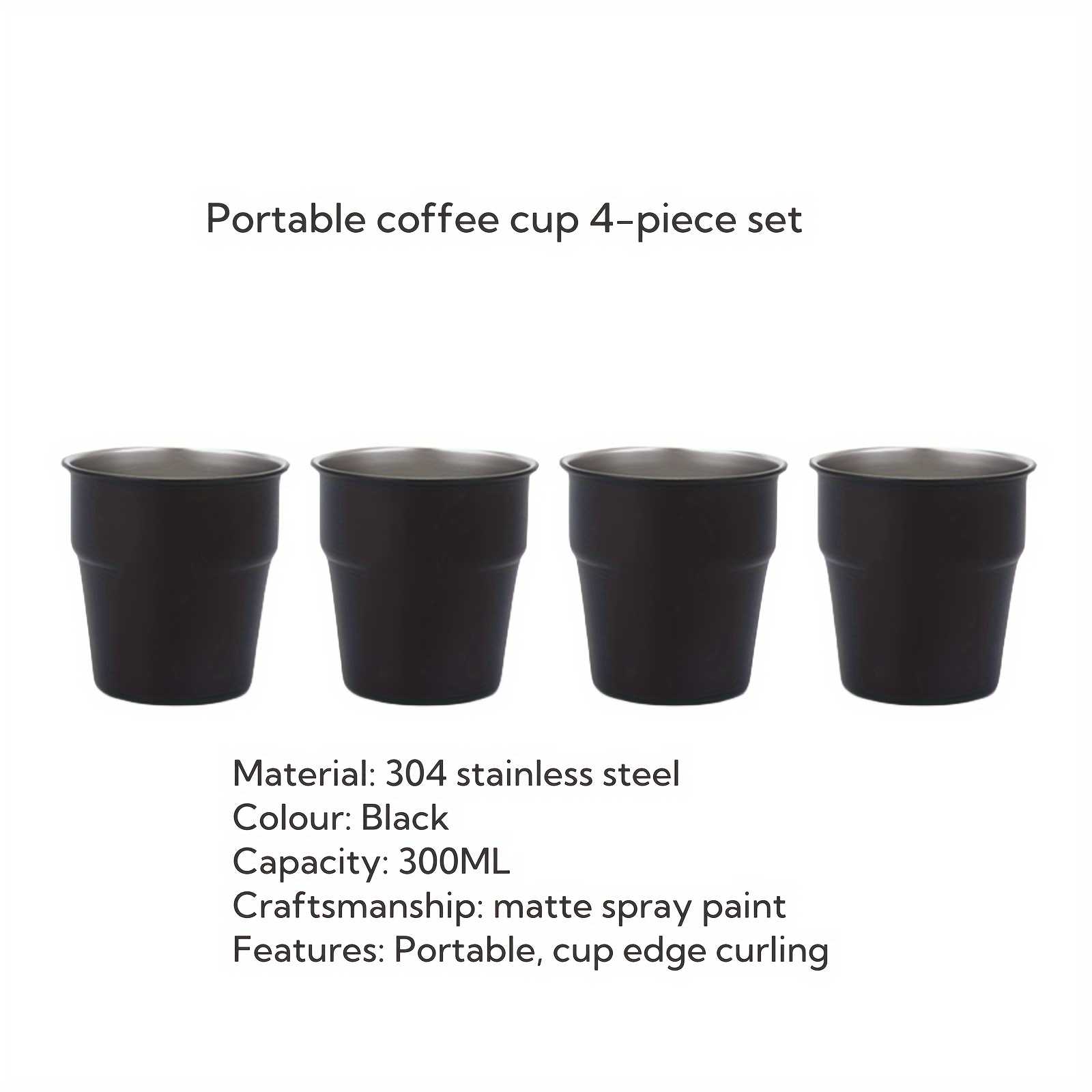 E-shop 4Pcsss Outdoor Camping 304 Edelstahl Getränkebecher mit Stufen; 4Pcsss Edelstahl Camping Picknick Grill Kaffee Getränkebecher, Tragbarer