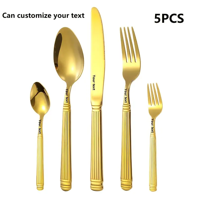 5pcs stainless steel roman pillar shaped golden and silver flatware set with polished for valentines day fathers day mothers day oktoberfest day Product details 3