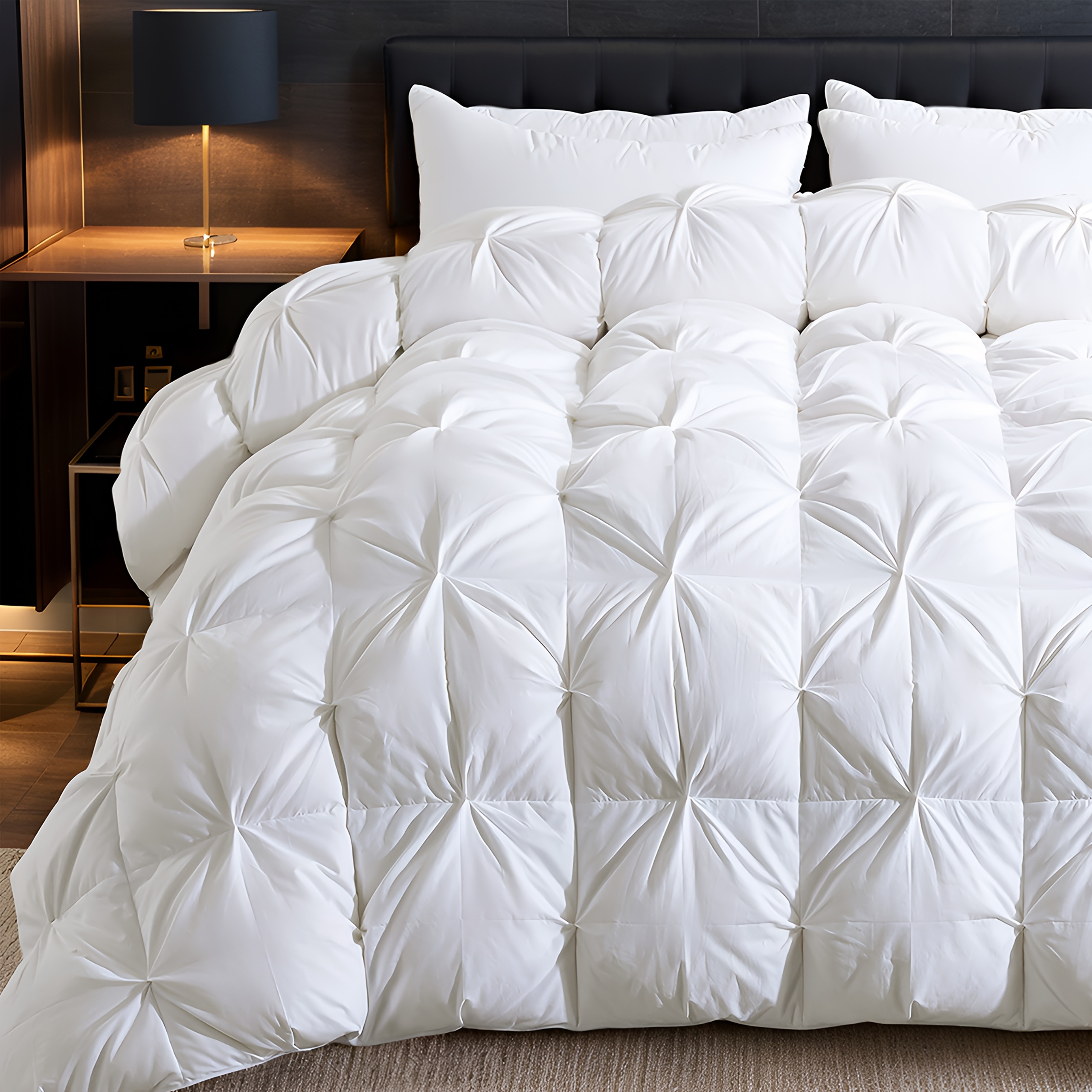 TEMU White Pinch Goose Down Feathers Comforter Queen/king/cal King Size All Season-ultra Soft And Cozy Noiseless Duvet Insert With 100% Cover, Fluffy Warm Comforter Insert