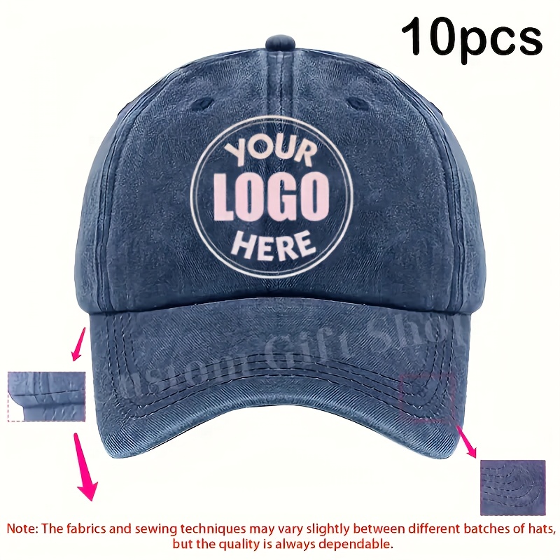 TEMU 10pcs Baseball Cap With Customizable Text, In Colors, Suitable For Men And Women, Featuring An Adjustable And