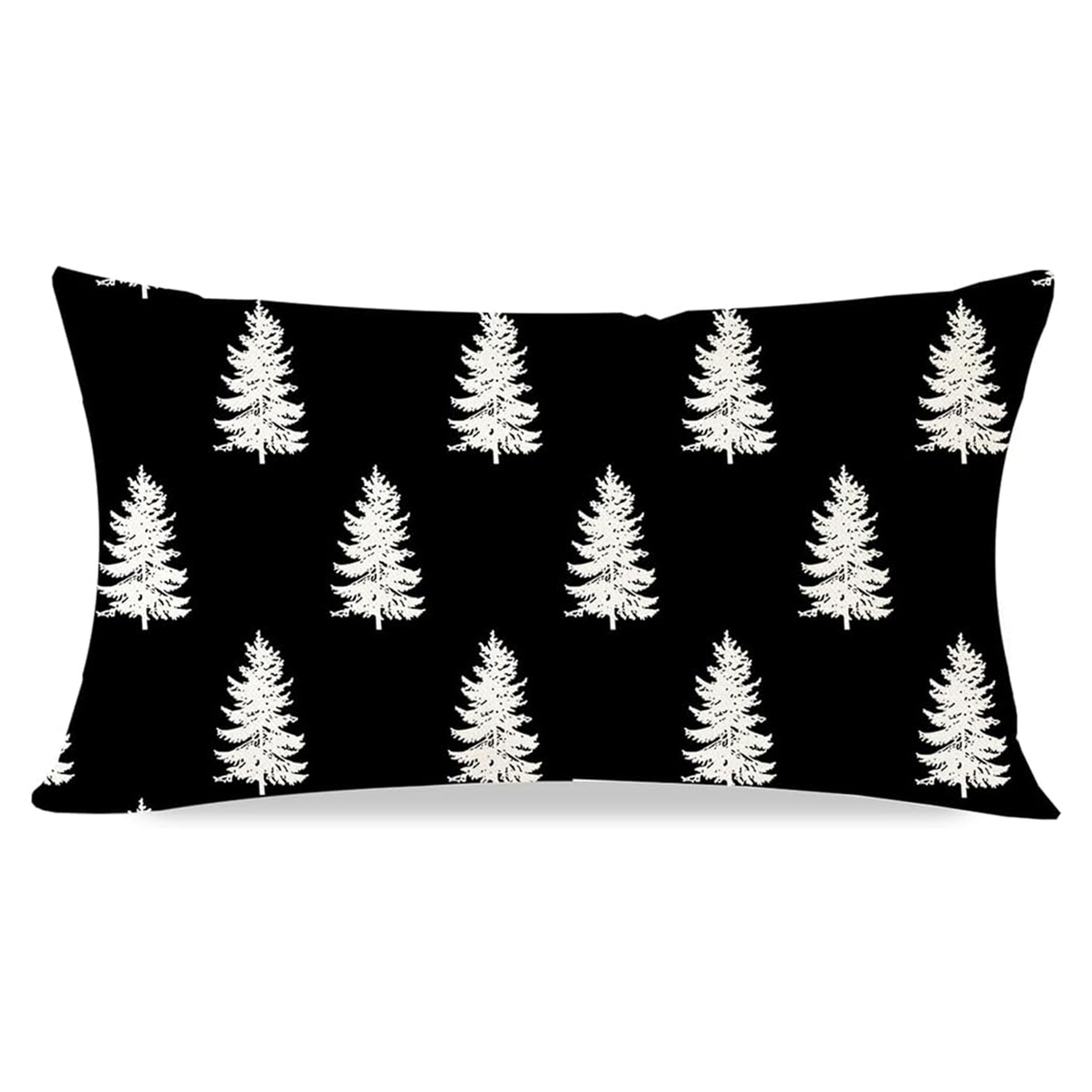 

Black Christmas Tree Pillow Cover 12x20 - Contemporary Lumbar Throw Pillow Case For Winter Decor, Machine Washable With Zipper Closure (pillow Not Included)