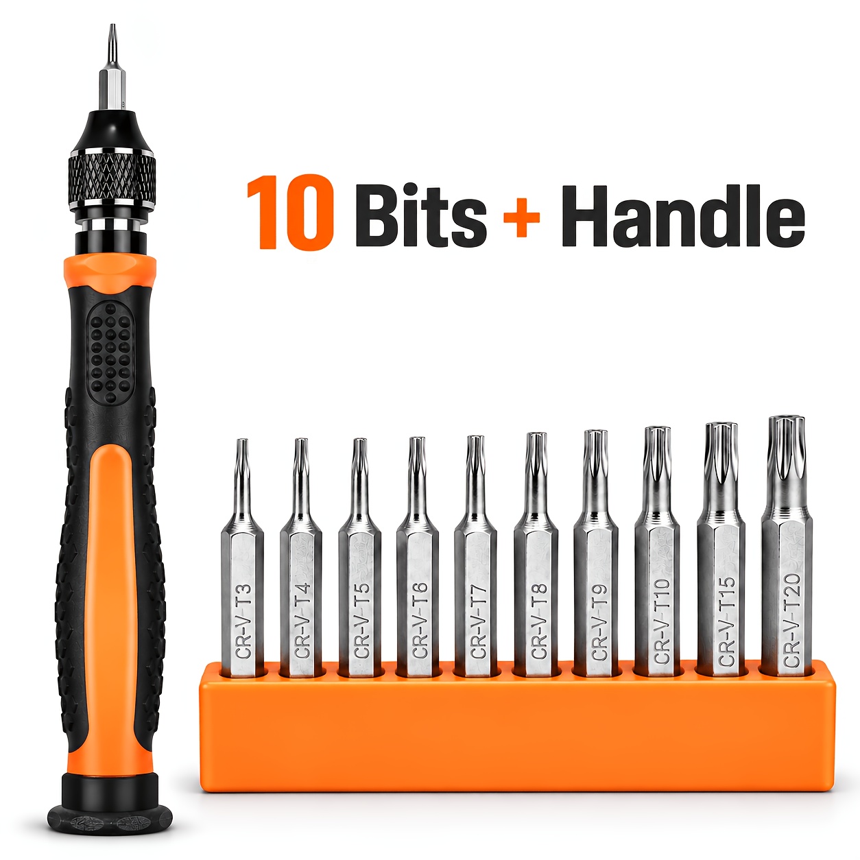 TEMU 10pcs Precision Torx Screwdriver Bit Set T3-t20, 4mm X 28mm Steel Bits With Handle, Mini Repair Tool Kit For Electronics Repair