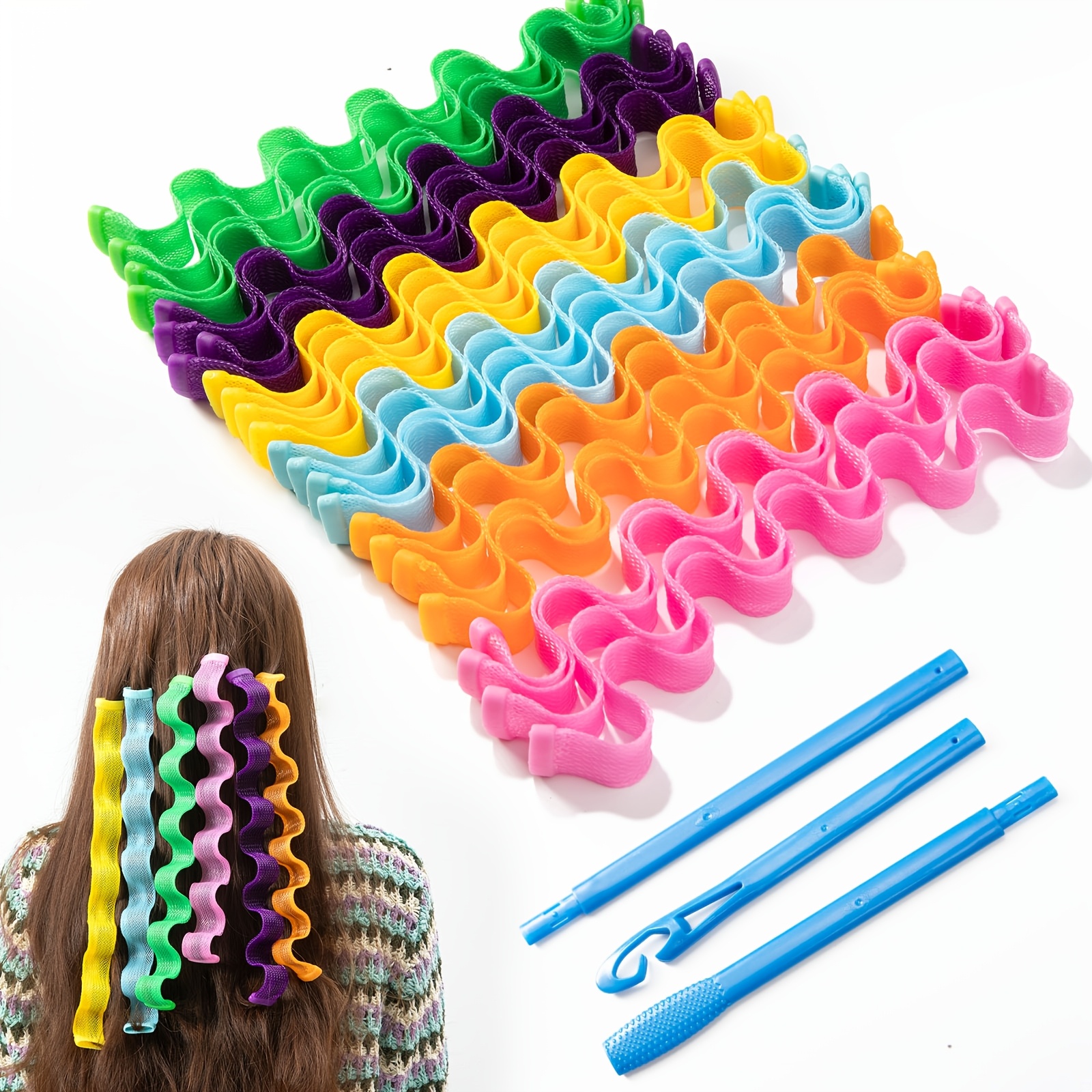 

10/16pcs Heatless Hair Curlers - , Flexible Mesh Spiral Rollers For Diy Styles, High-quality & Reusable