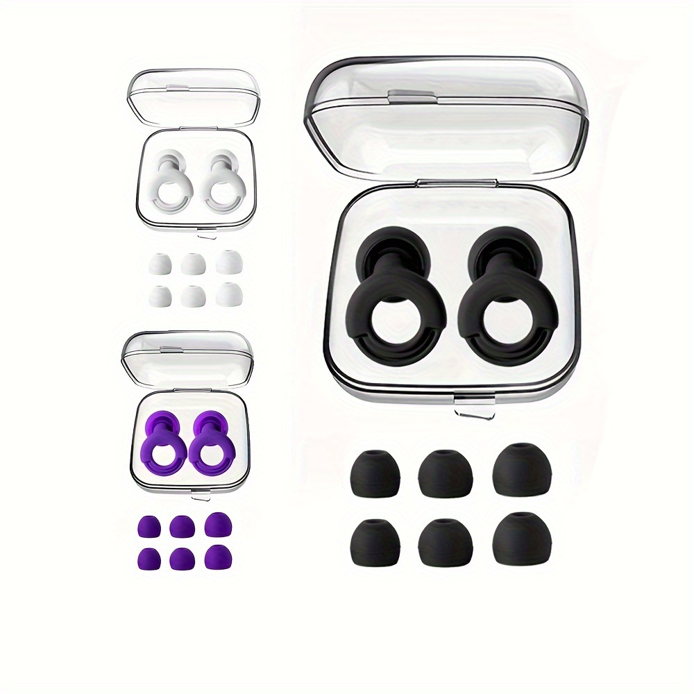 

1 Pair Reusable Silicone Ear Plugs With Storage Case - Comfortable For , Sleep, , And Travel