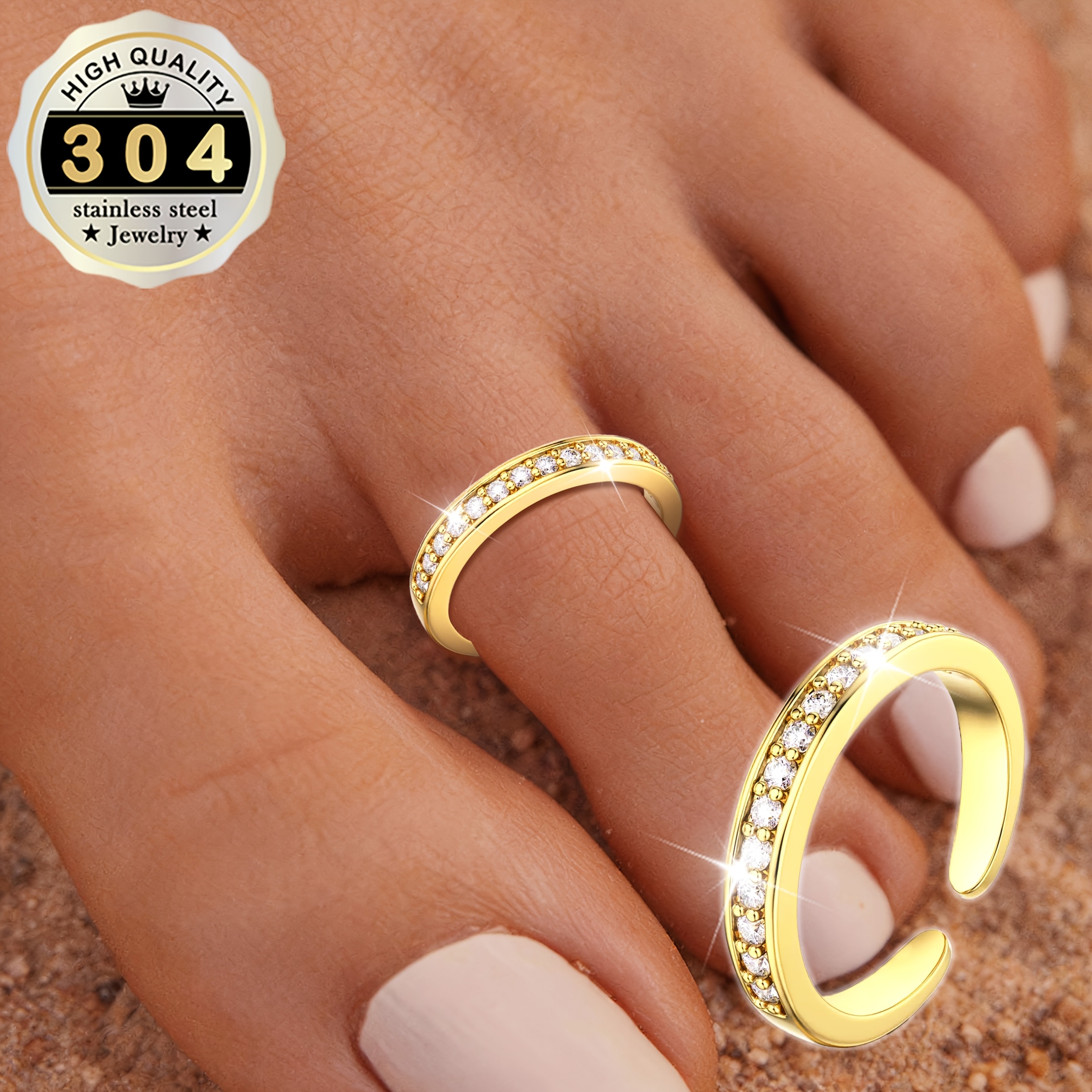 Image of Women's Fashion Toe Rings, Classic , Minimalist Toe Rings, Versatile Commuting Style, 304 Stainless Steel, Hypoallergenic, Sexy And Jewelry, Suitable For Beach Vacations, Daily Wear, Commuting, Dating