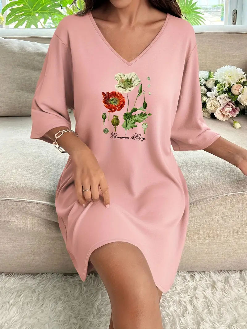 plus size casual t shirt dress Women's Plus Size Round Neck Short Sleeve Empire Waist Casual Swing T-Shirt Dresses
