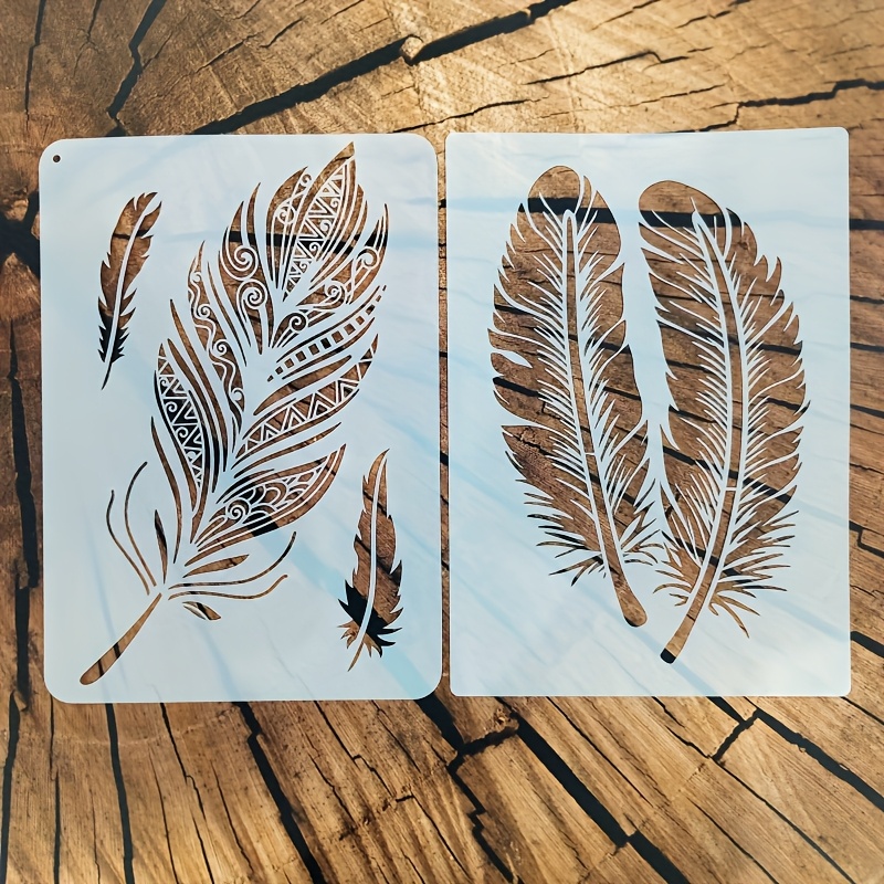 Image of -patterned Hollow Printing Plates, Feather Painting Templates, Suitable For Textiles, Crafts, Clothing Bags, Furniture Wall Surfaces, And Other Hollow Painting Templates