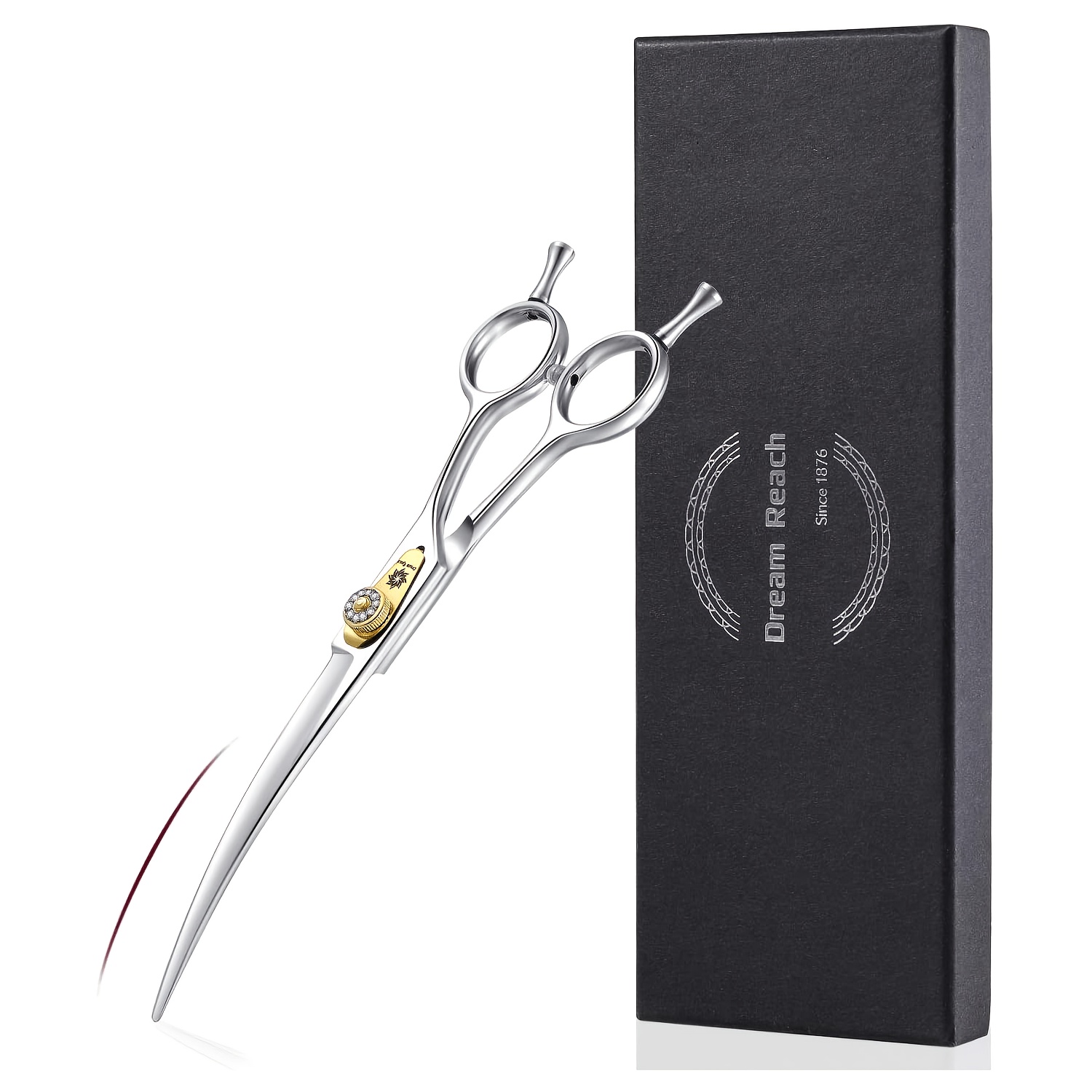 Image of Professional Dog Scissors Curved 7 Inch 440c Stainless Steel, , Ergonomic Handle, Professional Pet Grooming, Grooming, For Dogs And Cats, Gift Idea For Halloween, Thanksgiving, Christmas