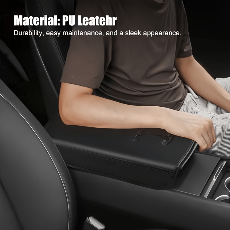 TEMU Center Console Faux Leather Armrest Cover Designed For 2024-2026, Refreshing Model 3 Highland/ , Center Console Accessory For Model 3/y 2025,