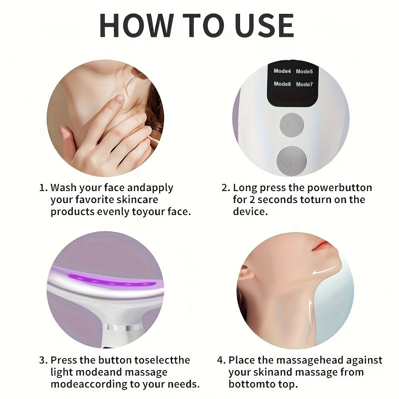 7 in 1 led electronic facial massager beauty neck device skin care facial massager skin care vibration double chin facial sculpting tool face lifting     usb charging suitable for women ideal gift for girlfriend Product details 1