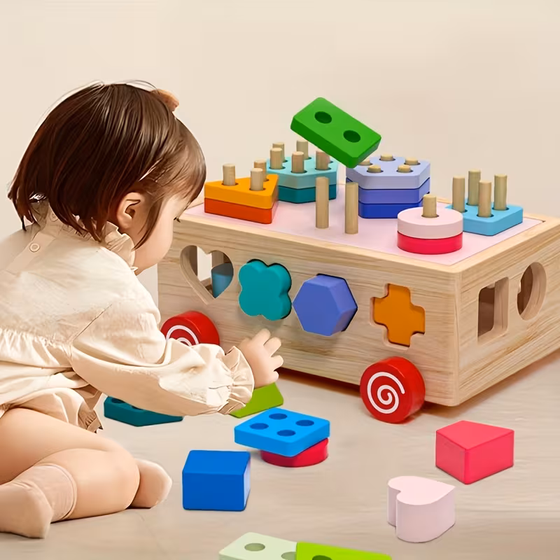early education multifunctional toy car geometric toys for boys and tractor colorful stacking column intelligence box shape matching and classification cultivating babys cognitive exercising hand coordination Product details 2