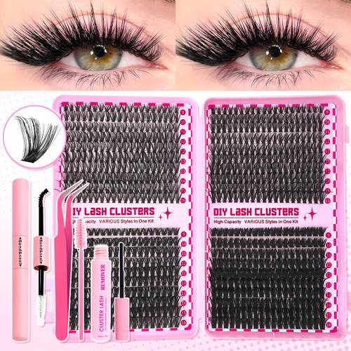 large capacity false eyelash and eyelash book set with brush tweezers remover solution extension tools fluffy 30406080d 800pcs 640pcs false eyelashes suitable as christmas gift for sisters for beginners