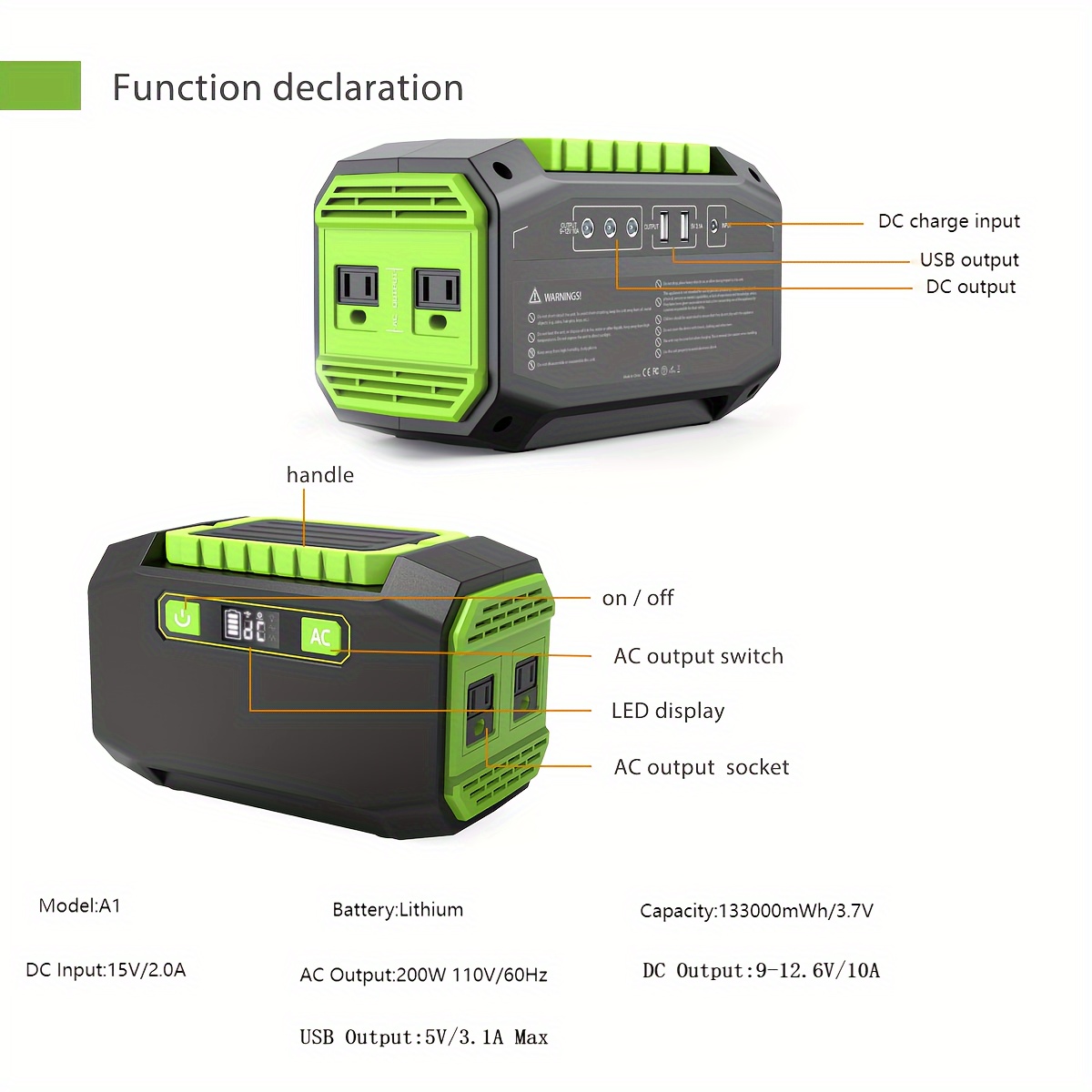 1pc 200W Mini Portable Power Portable Outdoor Mobile Energy Storage,  Portable Mobile Energy Storage Power Supply, Suitable For Outdoor Camping,  Hunting, Family Emergency, 110V/200W AC Socket, Without 