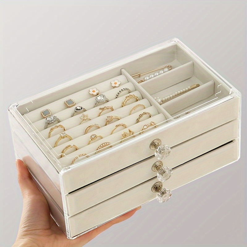 

1pc Multi-layer Jewelry Storage Box, Soft Liner Jewelry Storage Tray For Necklaces, Earrings, Household Storage Organizer For Bedroom, Bathroom, Office, Desktop, Dresser, Home, Dorm