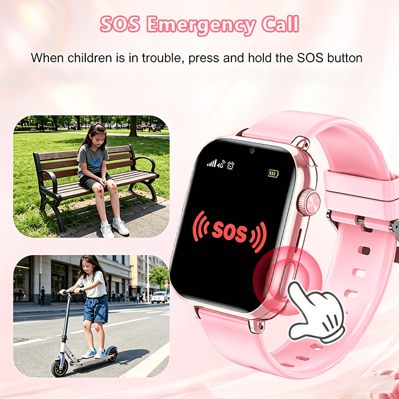 Kids Smartwatch, 4G Smartwatch met Telefoongesprek & GPS, Wifi Video Bellen Voice Messenger, SOS Alarm, Dagelijkse Activiteit Tracker, Wekker, School Lock Mode, Interactieve Games, Kerstcadeau voor Meisjes Jongens
