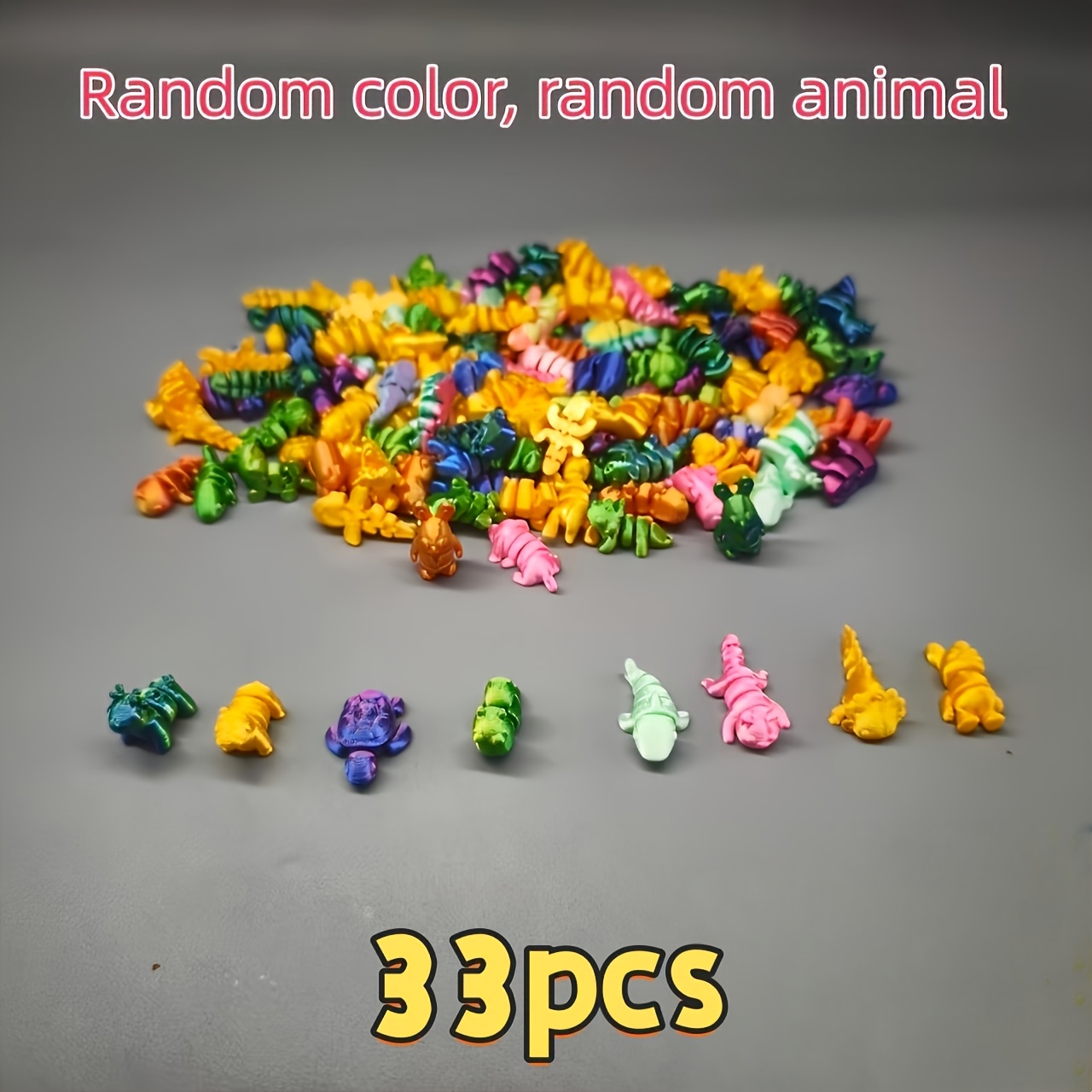 33pcs 3D Printed Animal Kingdom Toy Figure Playset