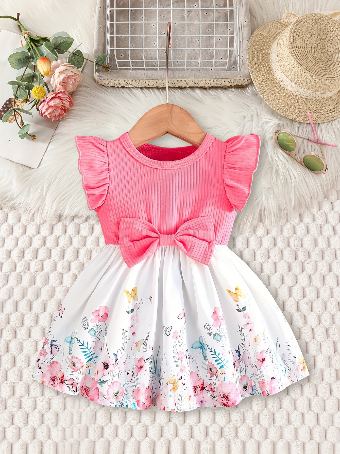 Jurk Zacht Kinderkleding Joya Kids® Linnen Meisjes Jurkje Roze