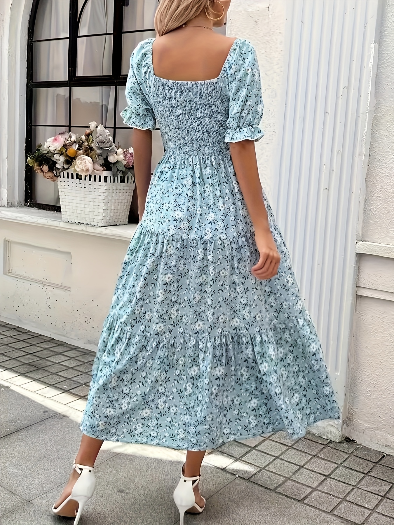 green emerald velvet dress Floral-print Cali Maxi Summer Party Dress main image 1