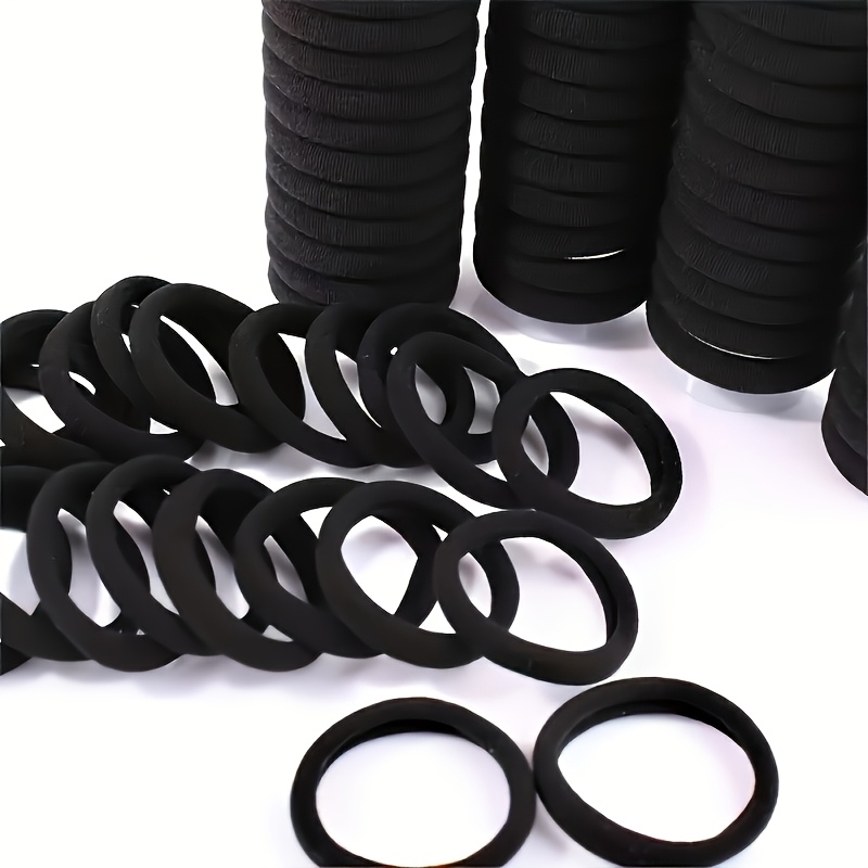 107pcs Medium Black Women's Hair Ring, High Elastic Seamless